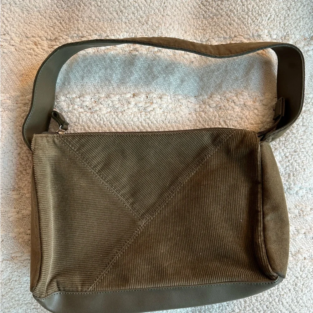 Olive green corduroy shoulder bag